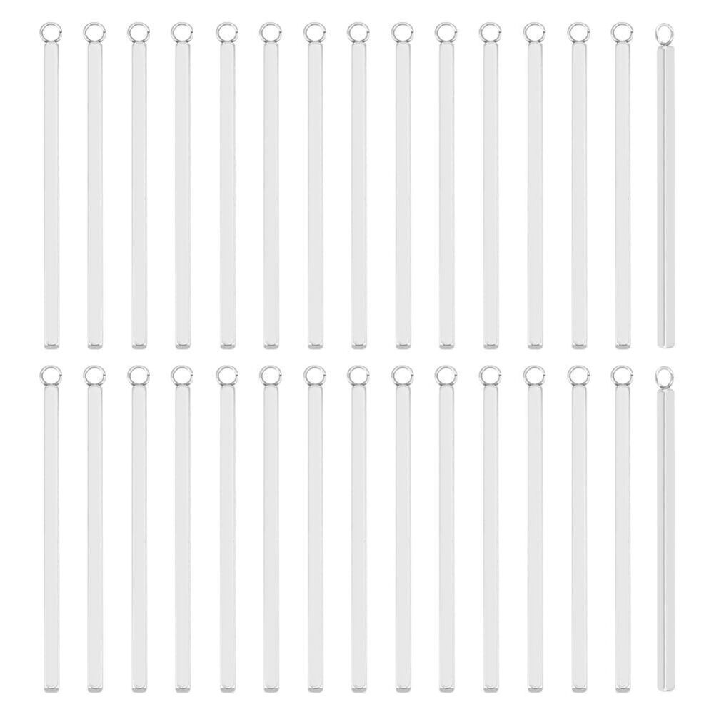 4794 30Pcs 2 Colors 304 Stainless Steel Bar Pendants Long Vertical Cubic